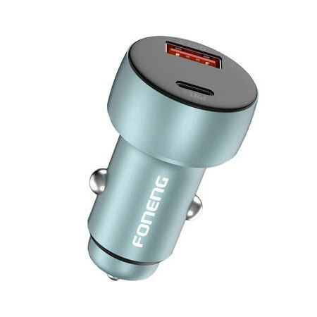 Foneng C18 USB-A + USB-C autós töltő 48W szürke (C18)