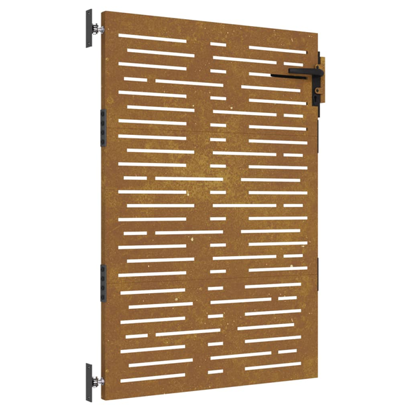 négyszögmintás corten acél kerti kapu 85 x 125 cm