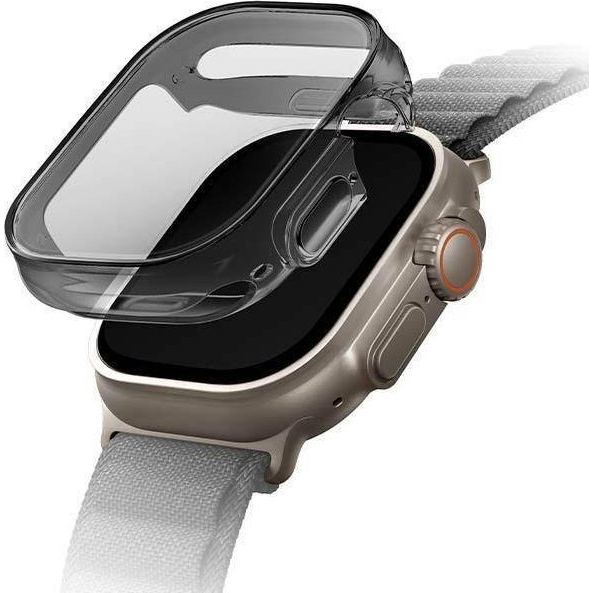 Uniq Garde Hybrid Apple Watch UItra 2/1 (49mm) tok, tempered kijelző fóliával, fekete-átlátszó
