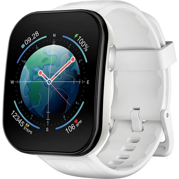 Kumi U6 Smart Watch, 1.96 Pantalla Amoled, Gps, Impermeable, Más De 100 Modos Deportivos, Asistente De Voz Inteligente, Blanco