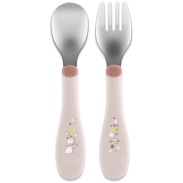 Chicco 00016102150000 bestik til småbarn Børne bestiksæt Rose Rustfrit stål