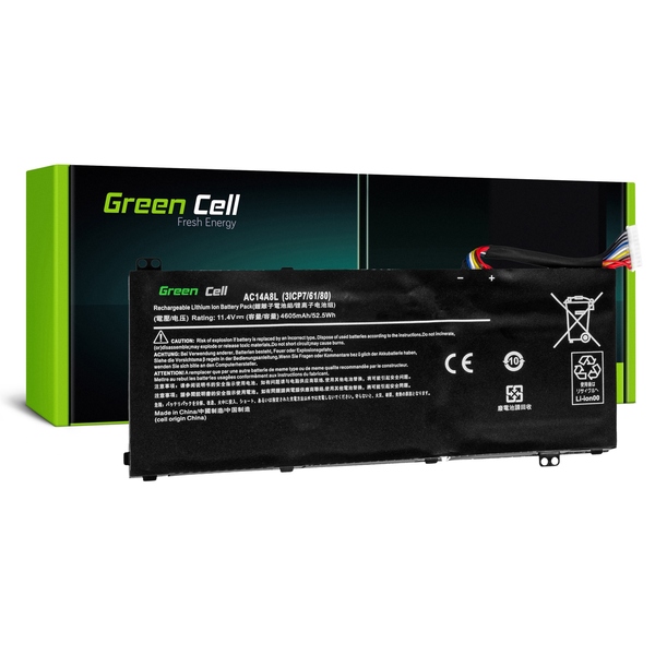 Батерия за лаптоп GREEN CELL, Acer Aspire Nitro V15 VN7-571G VN7-572G VN7-591G VN7-592G i V17 VN7-791G VN7-792G AC14A8L, 11.4V, 3800mAh