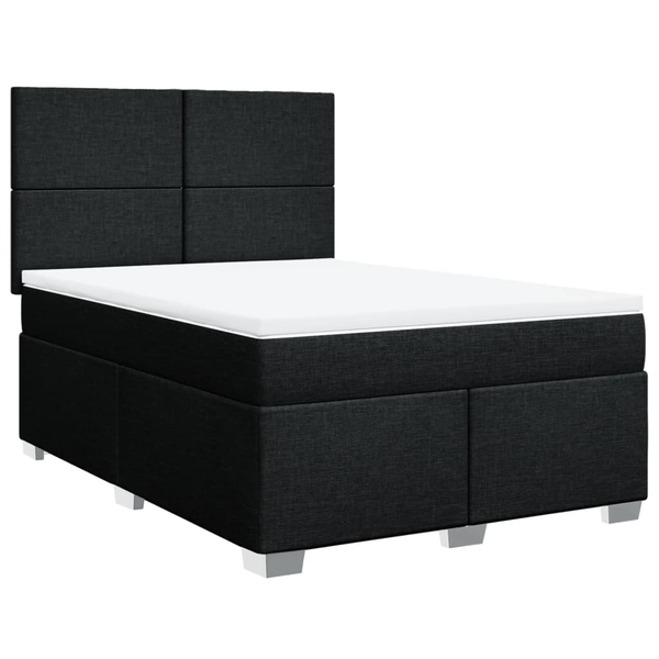 Pat box spring cu saltea, negru, 140x200 cm, textil