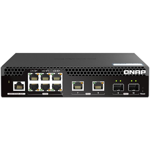 QNAP QSW-M2106R-2S2T netværksswitch Administreret L2 10G Ethernet (100/1000/10000) 1U Sort