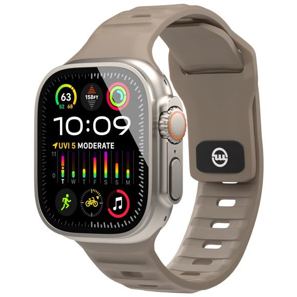 Силиконова каишка Mobile Origin Strap съвместим с Apple Watch 4/5/6/7/8/9/SE/Ultra1/2 42/44/45/49 мм кафяв