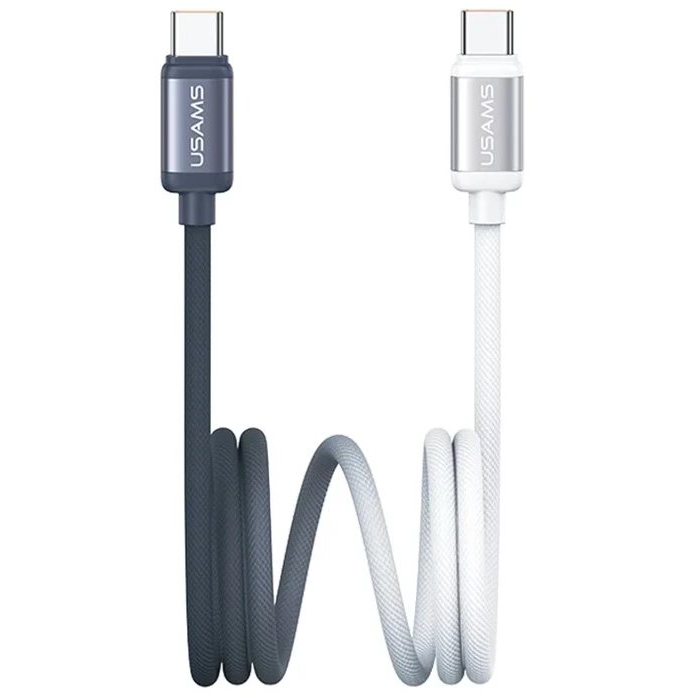 Usams BICOLOR adatkábel (Type-C - Type-C, 60W, PD gyorstöltő, 120cm) FEKETE/FEHÉR (SJ756USB01) (USA1306)
