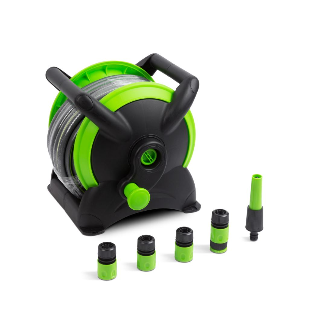 Garden of Eden öntöző szett (15m tömlő, tömlőtartó dob, csatlakozók, sugárcső) (11684G) (11684G)