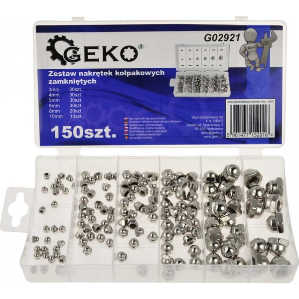  Geko ZESTAW NAKRĘTEK KOŁPAKOWYCH ZAMKNIĘTYCH 150SZT.(20) G02921 GEKO