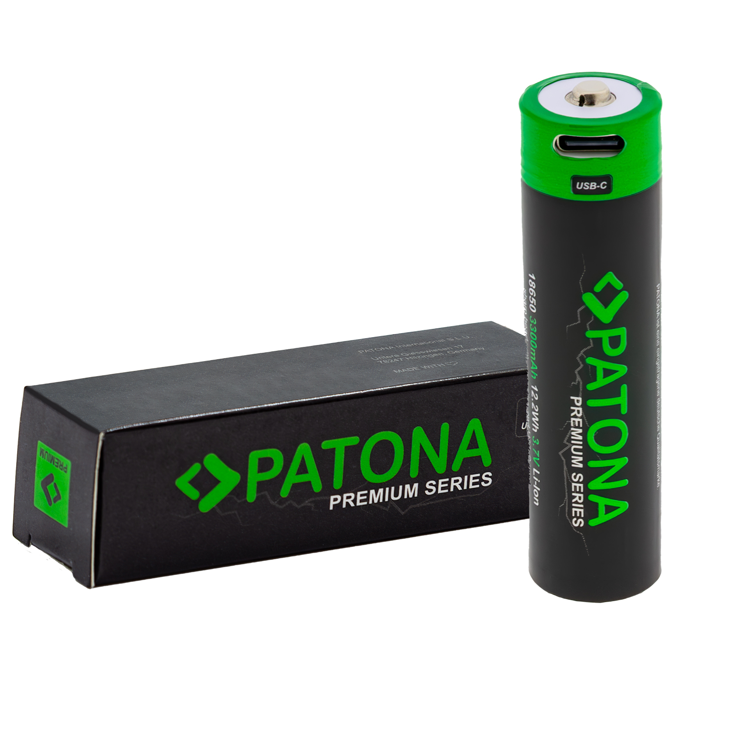 Patona PT6525 Prémium 18650 Újratölthető litium-Ion Akkumulátor USB-C 3300mAh 3,7V (1db/csomag) (PT6525)