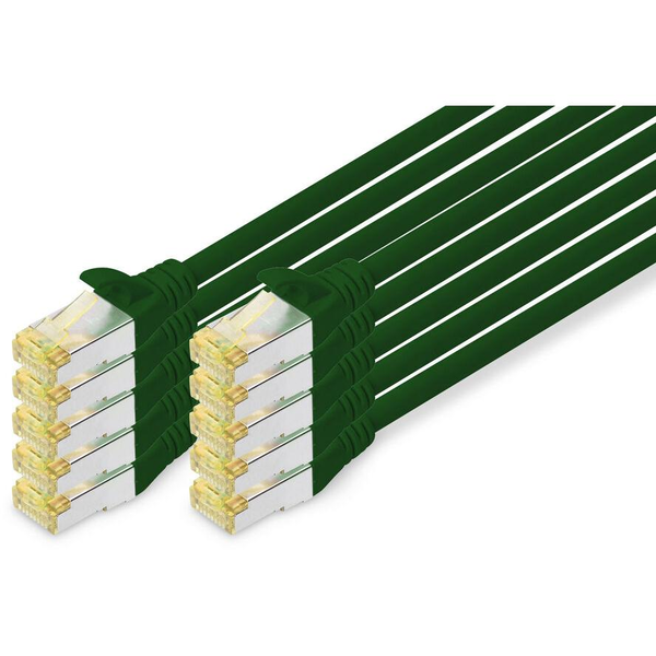 DIGITUS CAT 6A S/FTP Patchkabel, 10 Stück, 1m, grün