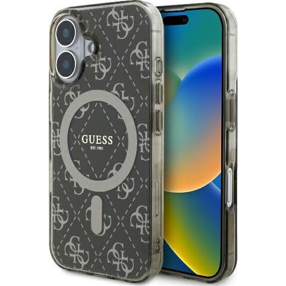 Guess IML 4G Background iPhone 16 Plus MagSafe kemény hátlap tok, barna GUHMP16MH4DTEW ( )