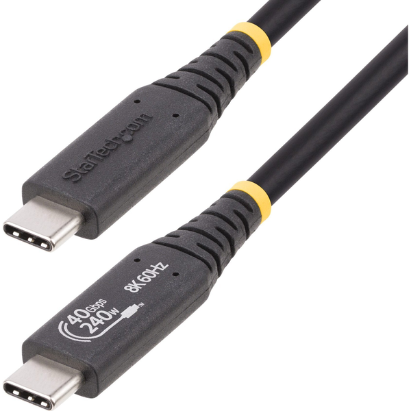 StarTech.com 1M-40G-USB4-CABLE USB-kabel USB4 Gen 3x2 USB C 40 Gbit/sek. 240 W Sort