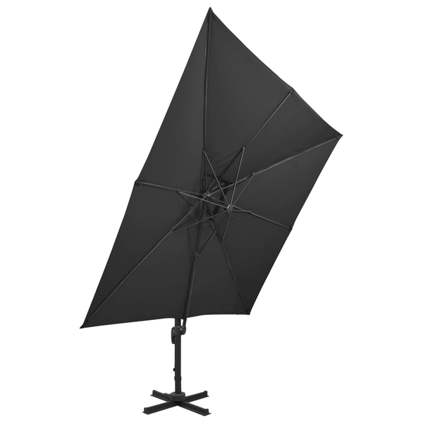 Umbrelă suspendată cu înveliș dublu, negru, 300x300 cm