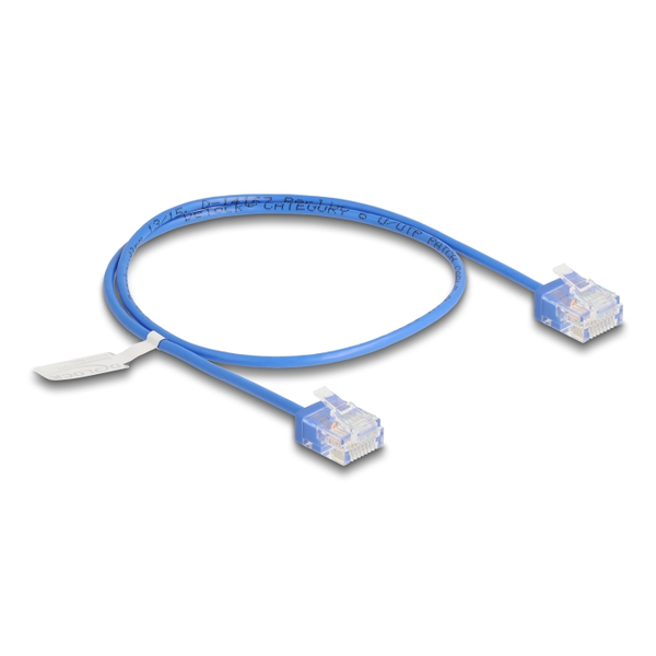 Delock RJ45 Netzwerkkabel Cat.6 UTP Ultra Slim 0,5 m blau mit kurzen Steckern