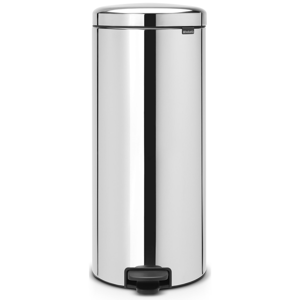 BRABANTIA NewIcon pedálos hulladékgyűjtő szagmentesen záródó Soft-Close fedél műanyag tartály 30L - G méret r.m. acél fényes - 114366