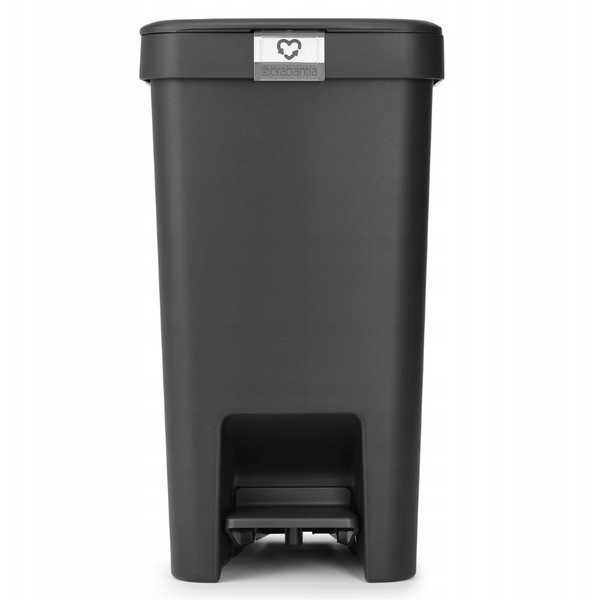Brabantia StepUp pedálos kuka hulladéktípus jelölő ablakkal, lecsapódásgátló fedél, 16L - D méret, 91% újrahasznosított műanyag, sötétszürke - 800306