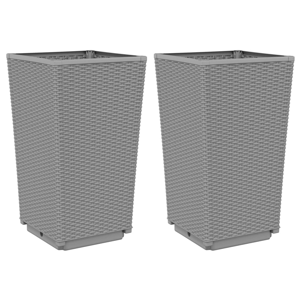 2 db világosszürke polipropilén kerti virágláda 32,5x32,5x57 cm (367847)