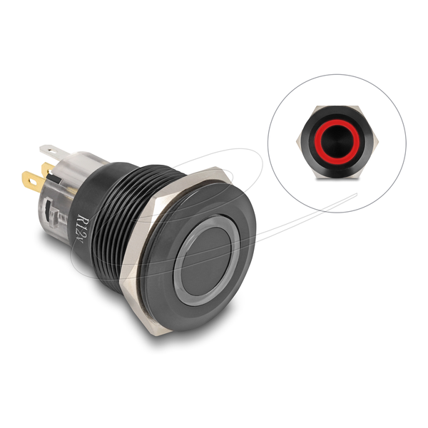 DELOCK Druckschalter zum Einbau 22 mm 12 V 5 x Lötanschluss
