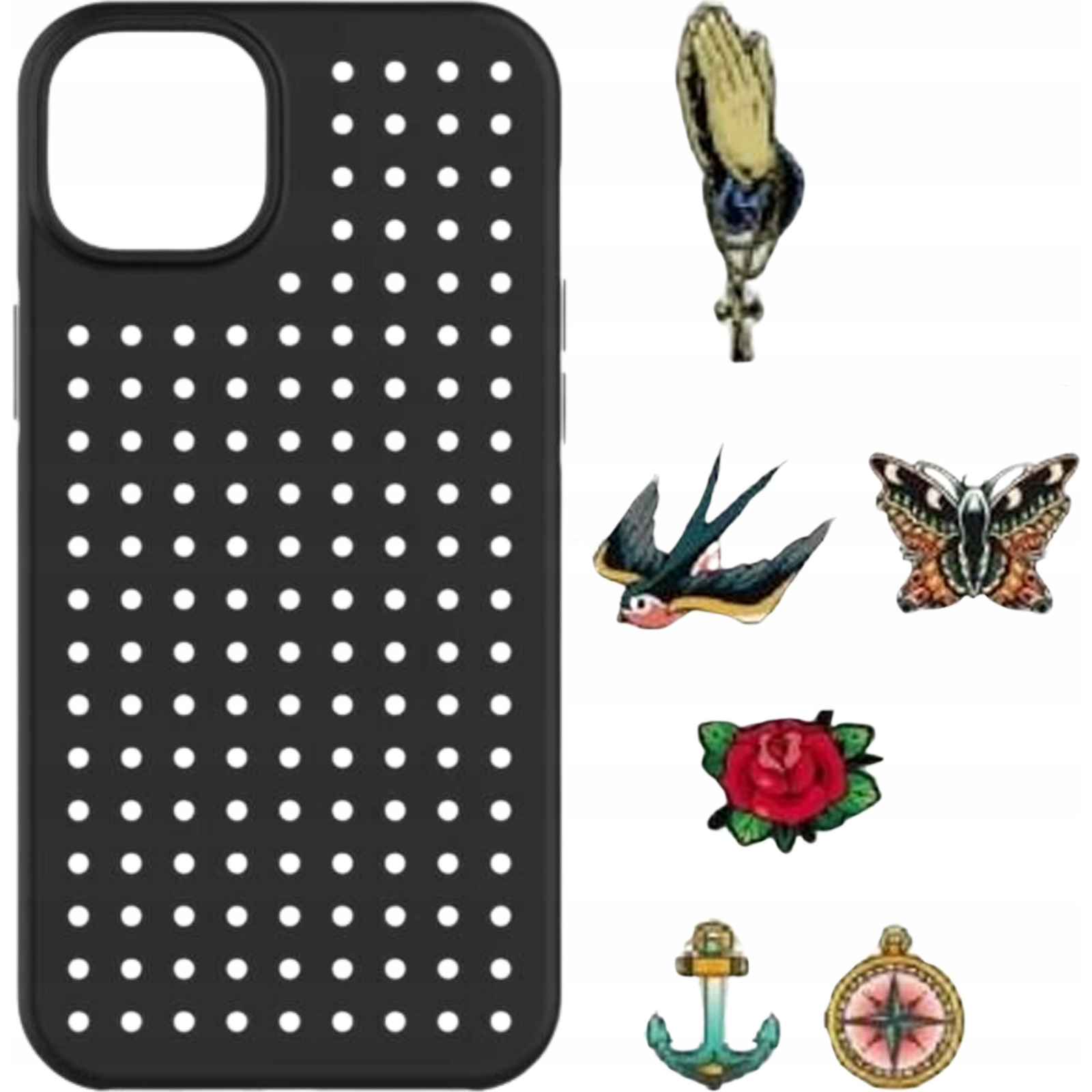 Zestaw Etui Pinit Dynamic + Tattoo Pin iPhone 14 Pro 6.1" Fekete Minta 2 Tok (KAT06711)