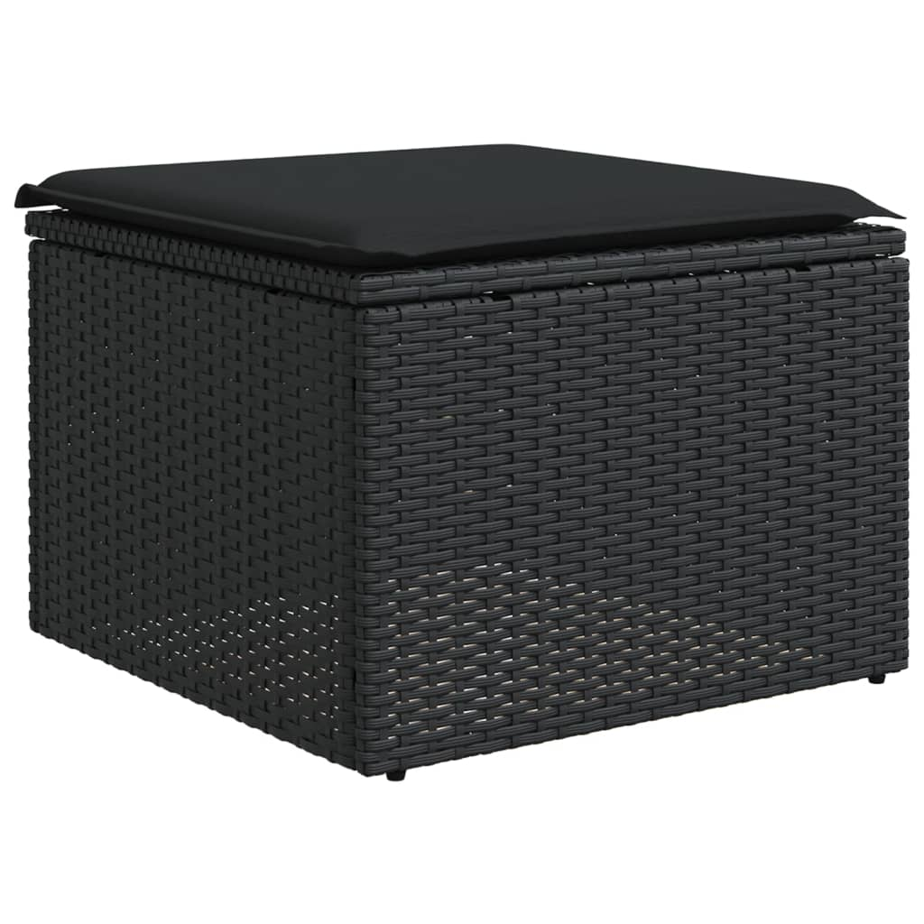 fekete polyrattan kerti szék párnával 55 x 55 x 37 cm (365966)