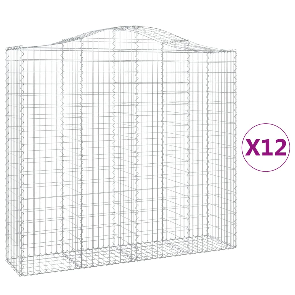 12 db íves horganyzott vas gabion kosár 200x50x180/200 cm (3145734)