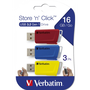 Pen Drive 16GB Verbatim Store 'n' Click USB 3.2 Gen 1 piros-kék-sárga 3db/cs (49306)
