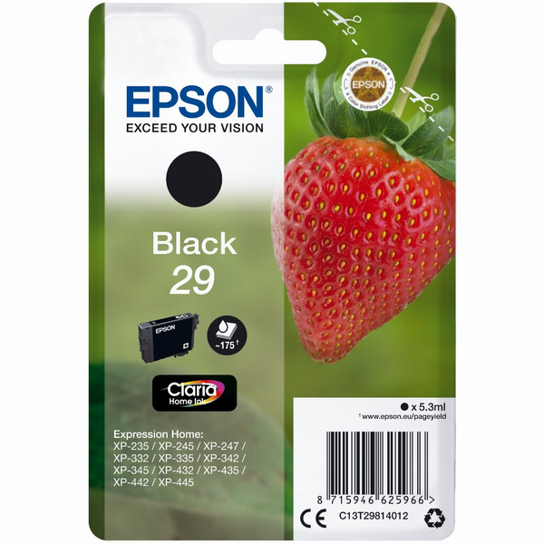 Epson Strawberry C13T29814012 глава и патрон за мастиленоструен принтер 1 броя Оригинал Стандартен добив Черен