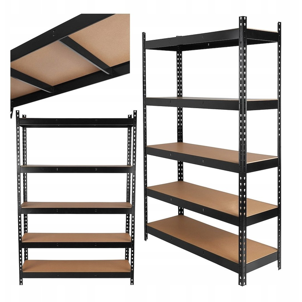 Regał magazynowy czarny 180x40x120cm 280kg wzmocniony (1)