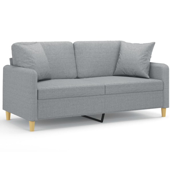 Canapea cu 2 locuri cu pernuțe, gri deschis, 140 cm, textil