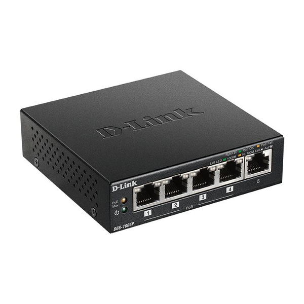D-Link DGS-1005P 5‑Port Desktop Gigabit PoE+ Switch