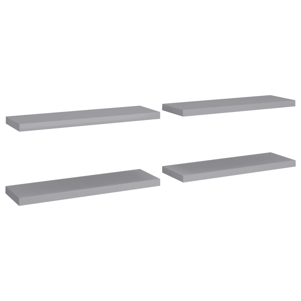 4 db szürke MDF fali polc 80 x 23,5 x 3,8 cm (323858)