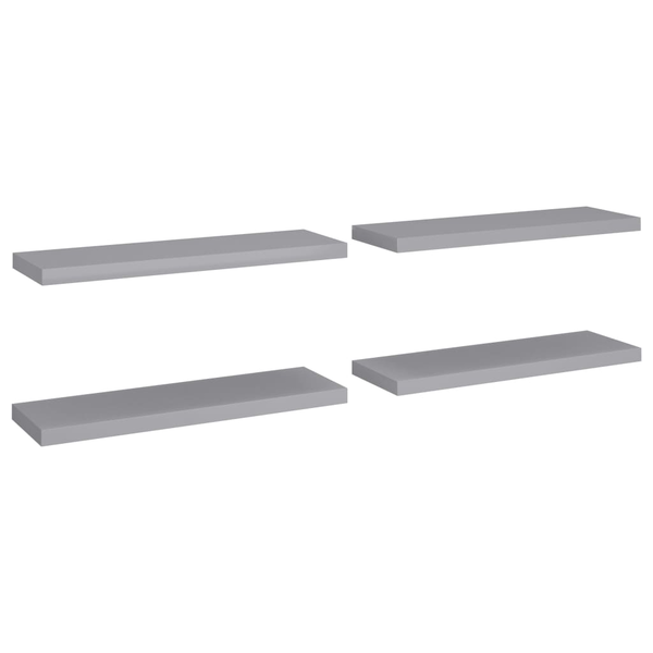 Rafturi de perete suspendate, 4 buc., gri, 80x23,5x3,8 cm, MDF