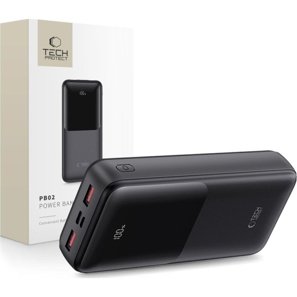 Tech-Protect PB02 Power Bank 20000mAh 22,5W черен