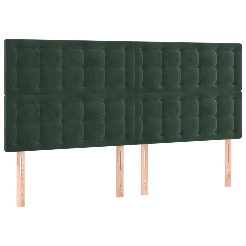 4 db sötétzöld bársony fejtámla 80 x 5 x 78/88 cm (3116823)