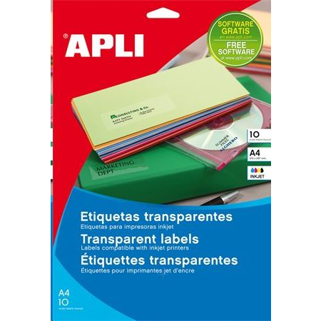 APLI 48.5x25.4 mm etikett, poliészter, kerekített sarkú, áttetsző matt 440 darab (LCA10050) (LCA10050)