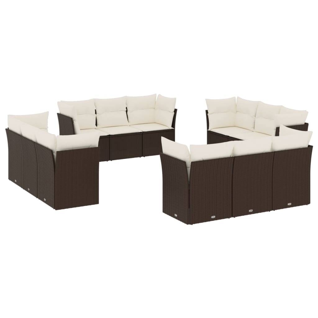 12 részes barna polyrattan kerti ülőgarnitúra párnákkal (3217333)