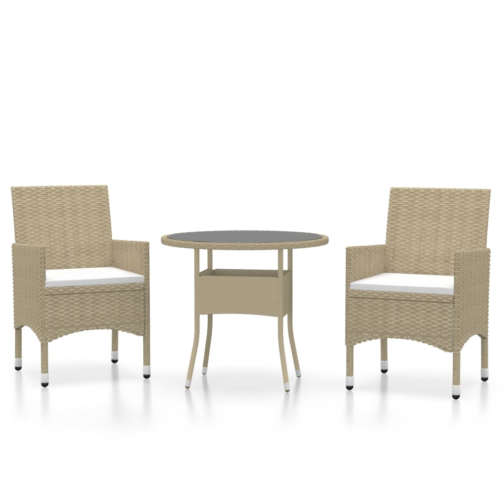3 részes bézs kerti polyrattan étkezőgarnitúra (3058480)
