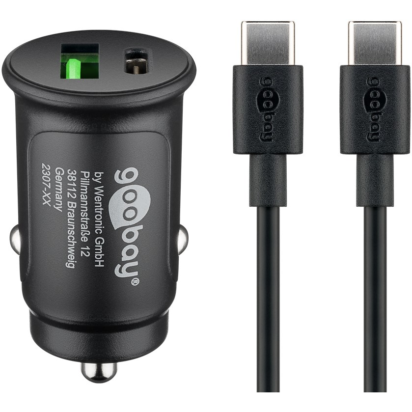 Goobay 72165 Duaé USB-A / USB-C Autós töltő Adapter 27W - Fekete (72165)