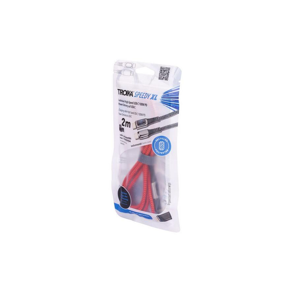Troika USB kábel - USB Type-C / microUSB / Lightning 2 m piros