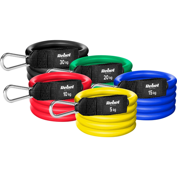 Ellenállóképességi Szalag Szett - Power Tube Set , 5-80 kg, 5 Szalag, Rebel Active