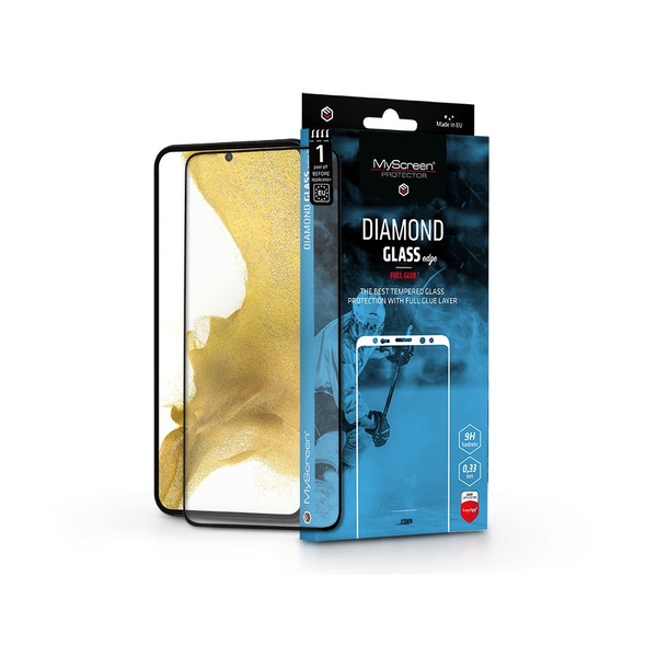 MyScreen Diamond Glass Edge2.5D Full Glue Samsung S901B Galaxy S22 5G edzett üveg kijelzővédő fólia fekete kerettel (LA-2147)