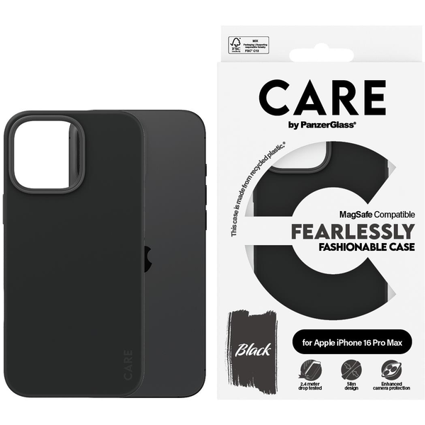 PanzerGlass CARE by PG BLK MagSafe iPhone16 6.9 Pro mobiele telefoon behuizingen Hoes Transparant