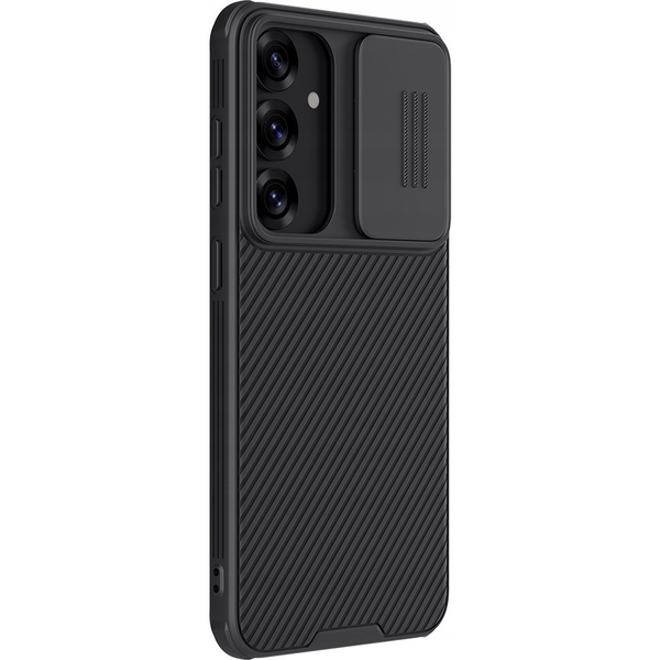 Samsung S25 Plus Nillkin Camshield Pro Szilikon Telefonvédő Ütésállóság, Csíkos, Fekete