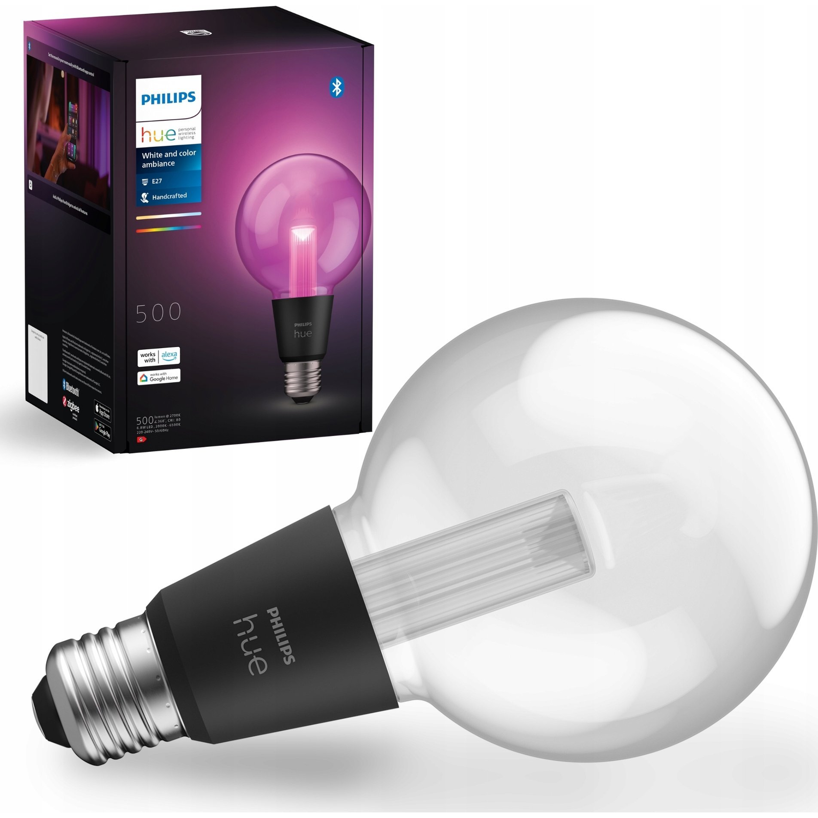 Philips Hue White and colour ambience 8719514419155 intelligens fényerő szabályozás Intelligens izzó Bluetooth/Zigbee 6,8 W (929003151101)