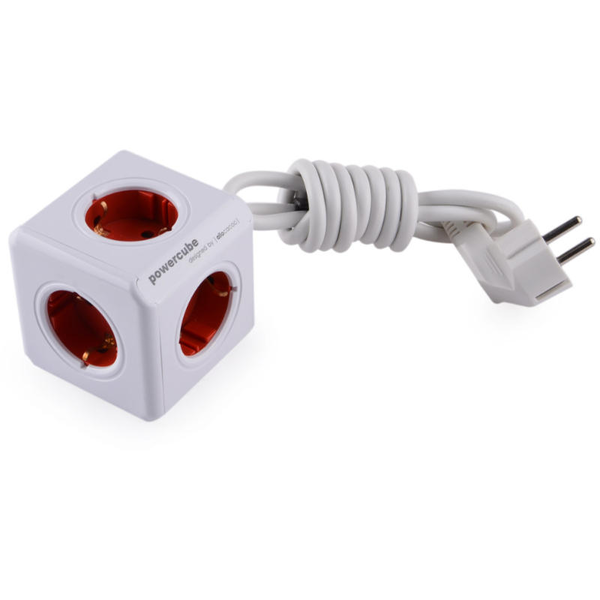 Allocacoc PowerCube Hosszabbító 1.5m Fehér/Piros