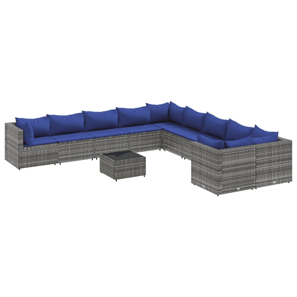 11 részes szürke polyrattan kerti ülőgarnitúra párnákkal (3308359)