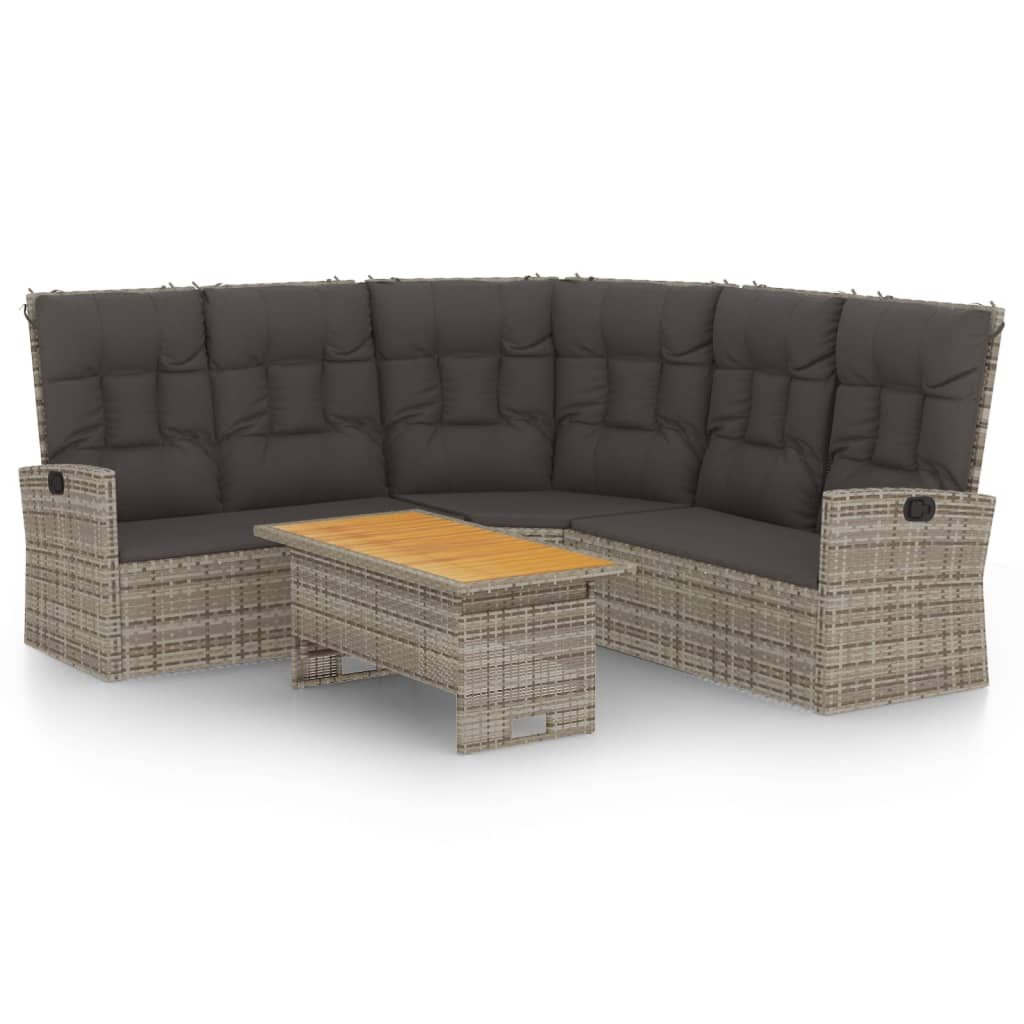 2 részes szürke polyrattan kerti ülőgarnitúra párnákkal (362176)
