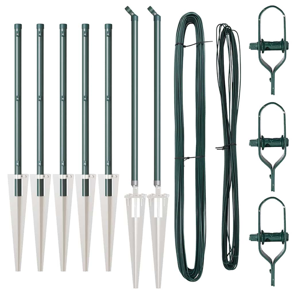 Set de stâlpi pentru gard cu ținte 7 pcs Verde Ø32mm 160 cm