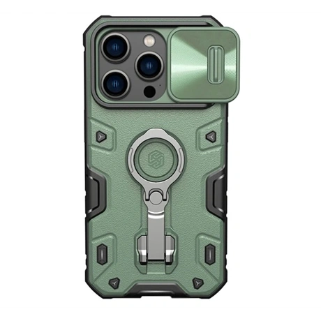 Nillkin CAMSHIELD ARMOR PRO defender szilikon telefonvédő (ütésállóság, tartógyűrű) SÖTÉTZÖLD Apple iPhone 14 Pro (GP-129983)