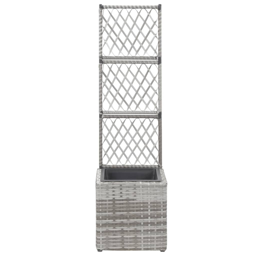 szürke rácsos polyrattan virágtartó 1 kaspóval 30 x 30 x 107 cm (46933)